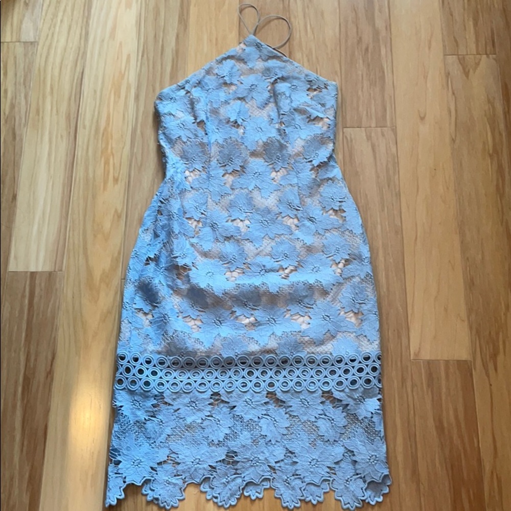 Gianni Bini Powder blue lace dress halter neck